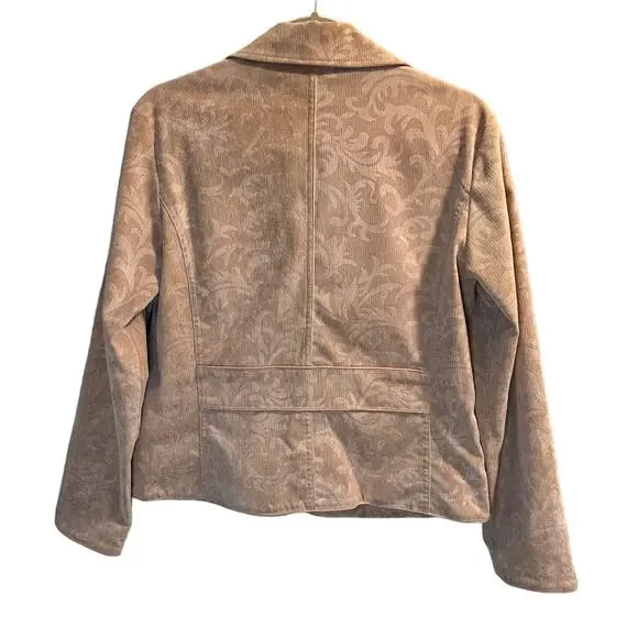 Chico’s Corduroy Palia Jacket Size Small in Camel Jacquard Damask - Picture 12 of 13